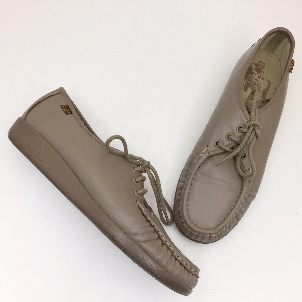 SAS Shoes Siesta Womens 9.5 N Mocha Leather Comfort Lace Up Oxford Shoe Moccasin